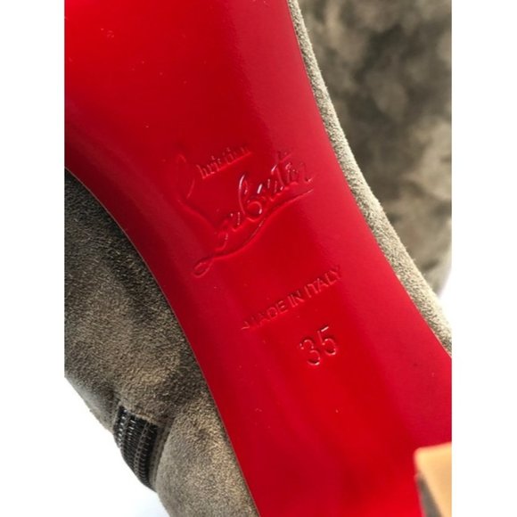 CHRISTIAN LOUBOUTIN Gray So Eleonor Velour Ankle Boots Size Eu:35 - Picture 11 of 12